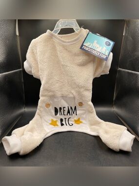 Cream Plush Dog Onesie Pajamas Large NWT